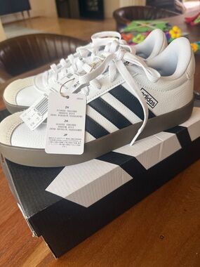 adidas White and Black Low-Top Lace-Up Sneakers